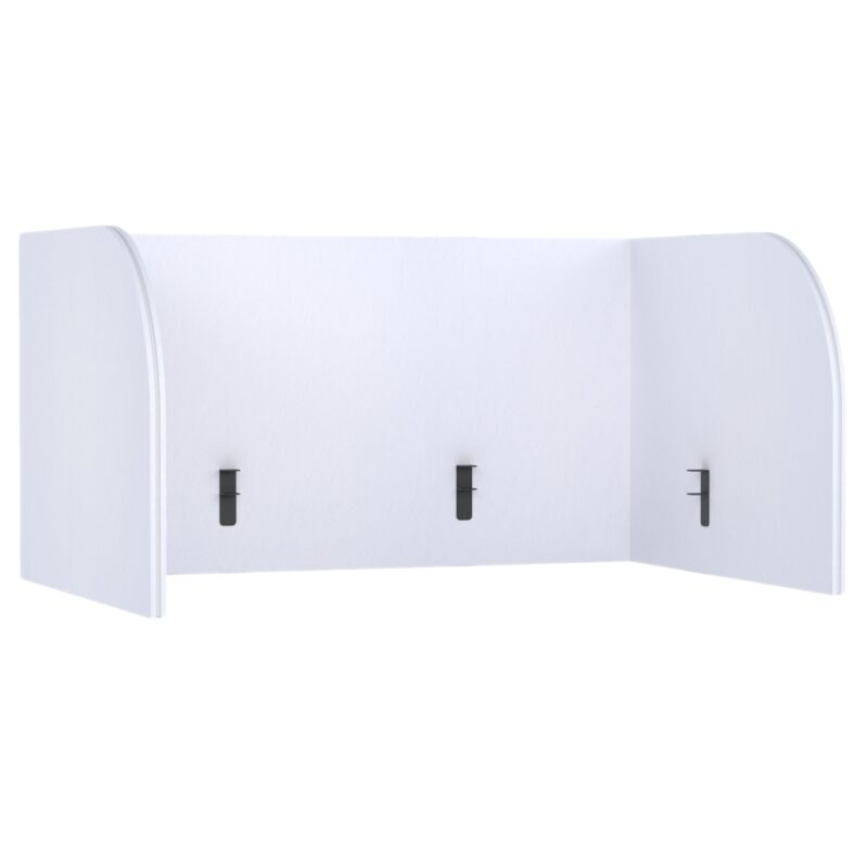 Tabique Acústico para Escritorio Pro.Felt D.1 - 1. White, Dimensiones de los elementos: 2× 108,4×80 cm; 1× 150×80 cm. Compatible con escritorio de 150×75 cm; sobresale 30 cm del escritorio