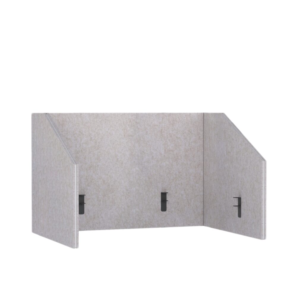 Tabique Acústico para Escritorio Pro.Felt D.2 - 3. Light Beige, Dimensiones de los elementos: 2× 93,4×80 cm; 1× 120×80 cm. Compatible con escritorio de 120×60 cm; sobresale 30 cm del escritorio