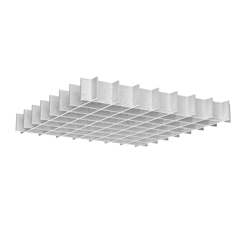 Islas Acústicas de Techo - Baffle Pro.Felt C.1 - 2. White Marble, C.XL.1: 150×150 cm