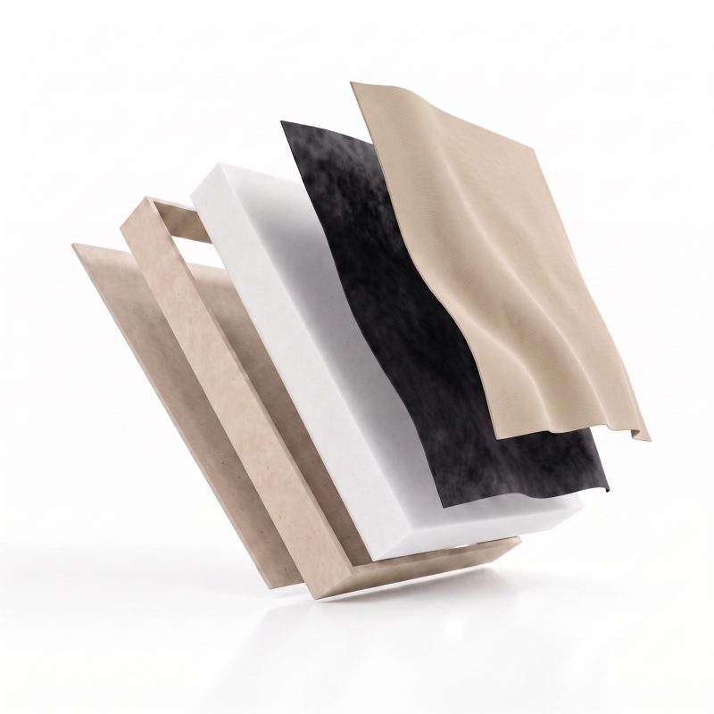 Absorbente Standard - una sección de las capas de la construcción