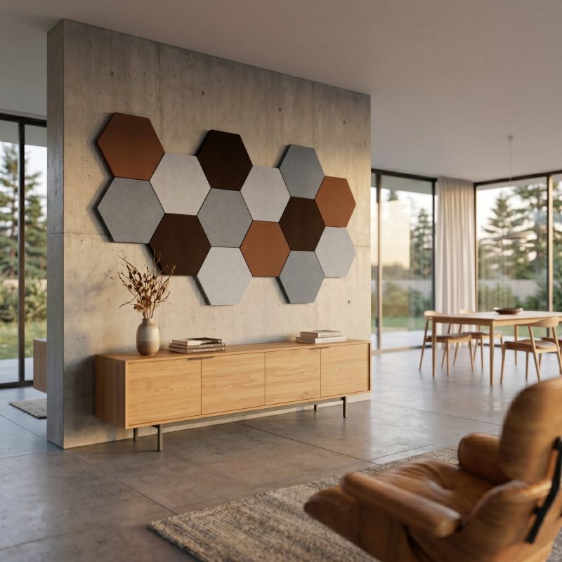 Foamly Hexagon tras un escritorio en un estudio doméstico