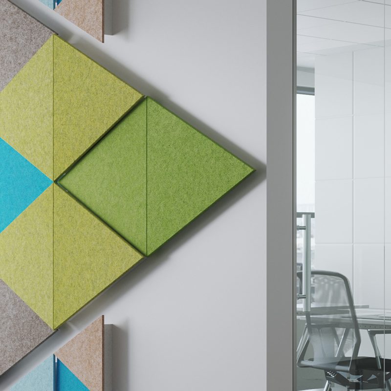 Un panel Pro.Felt en una oficina o sala de reuniones