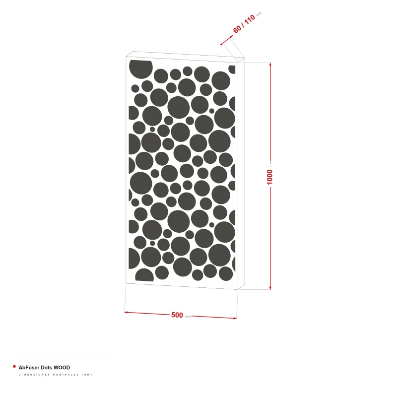 AbFuser Dots Wood - dibujo acotado de 100 × 50 cm, grosor de 6/11 cm